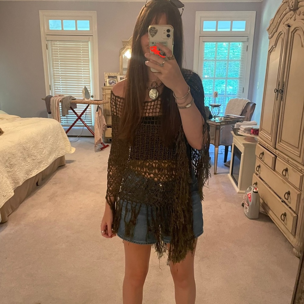 Boho Crochet Fringe Shaw